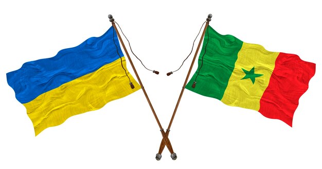 National flag of Senegal and Ukraine Background for designers