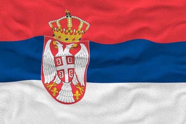 セルビアの国旗とセルビアの背景の国旗