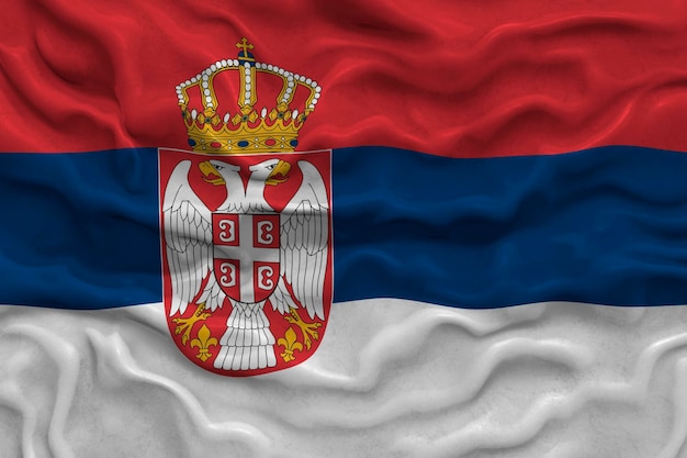 Photo national flag of serbia background with flag of serbia