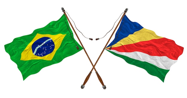 National flag of Seychelles and Brazil Background for designers