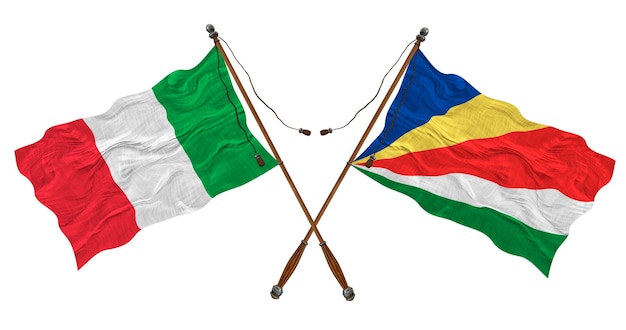 Государственный флаг Сейшельских островов и Италии Фон для дизайнеров