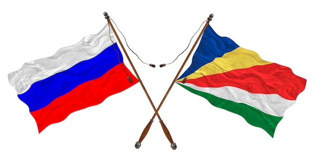 デザイナーのためのセーシェルとロシアの背景の国旗