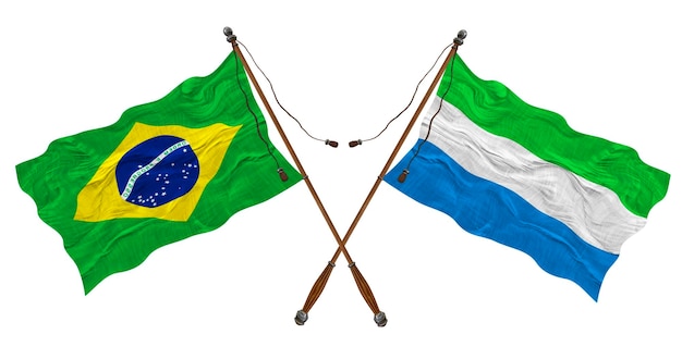 デザイナーのためのシエラレオネとブラジルの背景の国旗