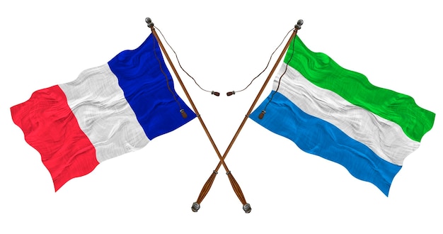 National flag of Sierra Leone and France Background for designers