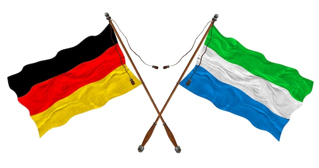 National flag of Sierra Leone and Germany Background for designers