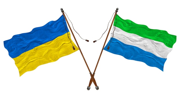 National flag of Sierra Leone and Ukraine Background for designers