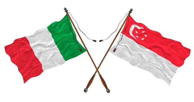 National flag of Singapore and Italy Background for designers