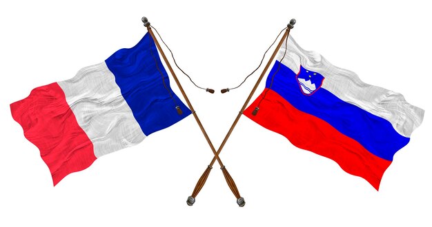 National flag of Slovenia and France Background for designers