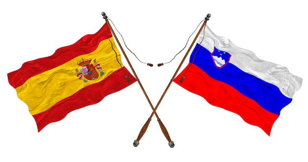 National flag of Slovenia and Spain Background for designers