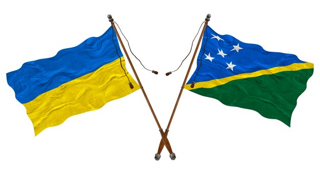 National flag of Solomon islands and Ukraine Background for designers