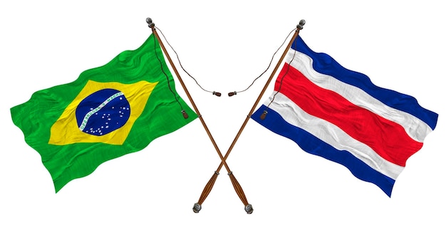 National flag of Sostarica and Brazil Background for designers