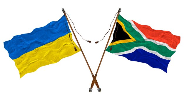 National flag of South Africa and Ukraine Background for designers