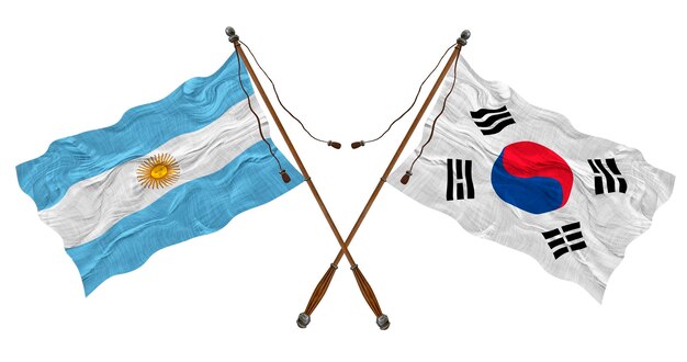 National flag of South Korea and Argentina Background for designers