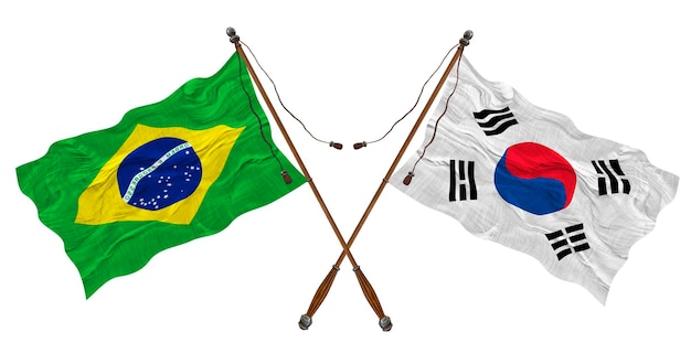 National flag of South Korea and Brazil Background for designers