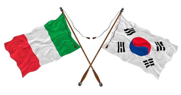 Photo national flag of south korea and italy background for designers