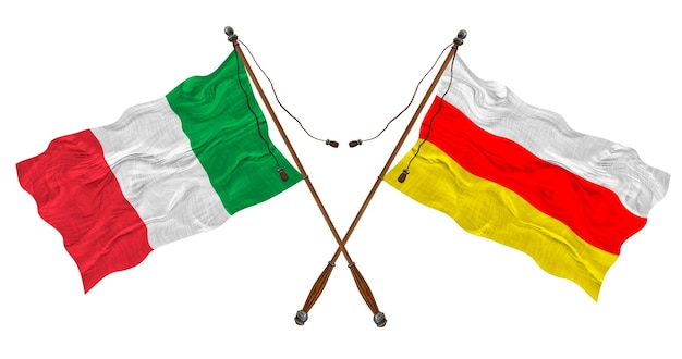 デザイナーのための南オセチアとイタリアの背景の国旗