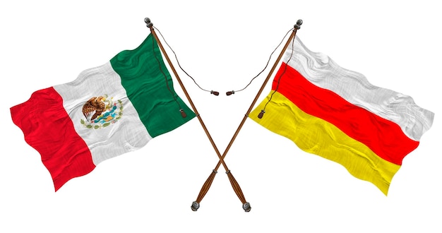 National flag of South Ossetia and Mexico Background for designers