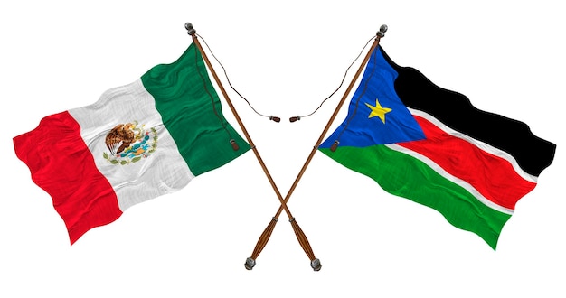 National flag of South Sudan and Mexico Background for designers