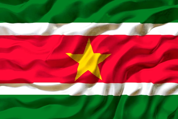 Foto bandiera nazionale del suriname sfondo con bandiera del suriname