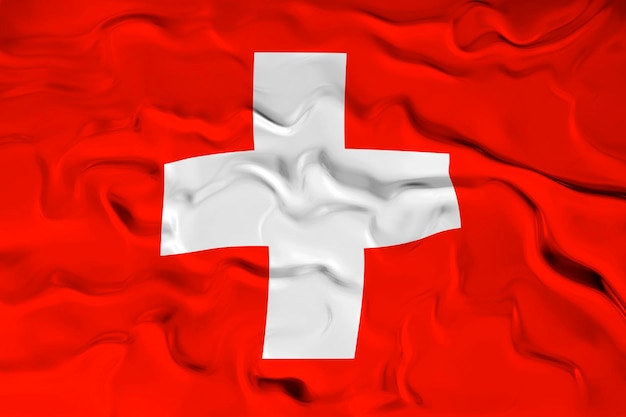 スイスの国旗 背景はスイスの国旗