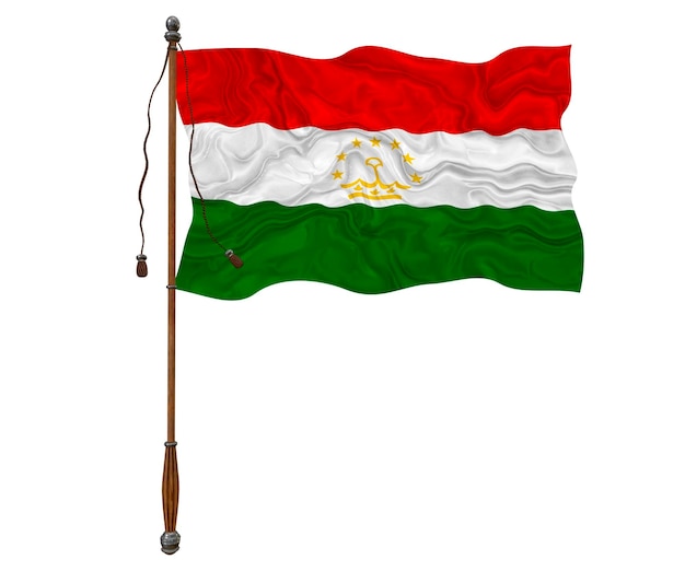 タジキスタンの国旗と背景のタジキスタンの国旗