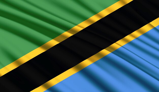 National flag of Tanzania Realistic silk country national colours with emblem