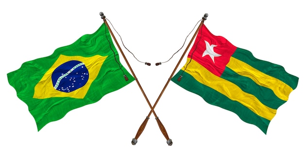 National flag of Togo and Brazil Background for designers