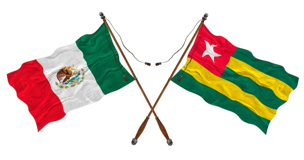 National flag of Togo and Mexico Background for designers