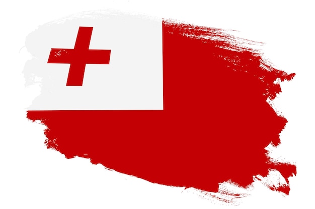 National flag of Tonga on grunge stroke brush textured white background