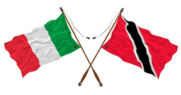 National flag of Trinidad and Tobago and Italy Background for designers