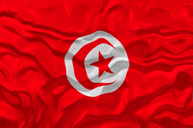 National flag of tunisia background with flag of tunisia