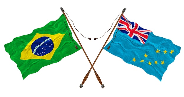デザイナーのためのツバルとブラジルの背景の国旗