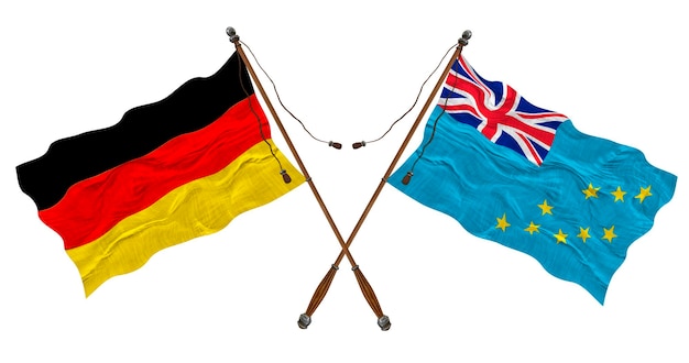 National flag of Tuvalu and Germany Background for designers