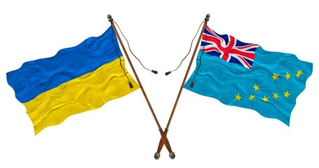 National flag of Tuvalu and Ukraine Background for designers