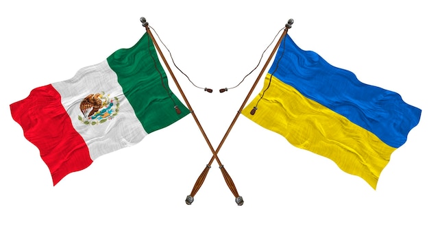 National Flag of Ukraine and Mexico Background for designers