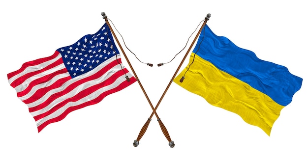 National Flag of Ukraine and United States of America Background for designers