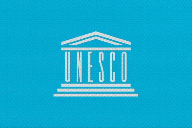 유네스코의 국기와 유네스코 배경의 국기