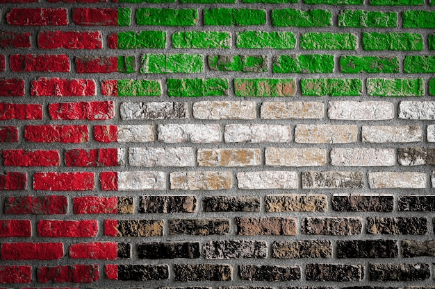 National flag of United Arab Emirates
 on an old brick wall