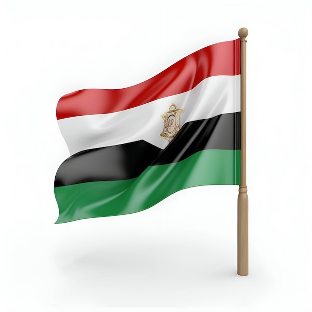 Государственный флаг Объединенных Арабских Эмиратов на шесте 3d