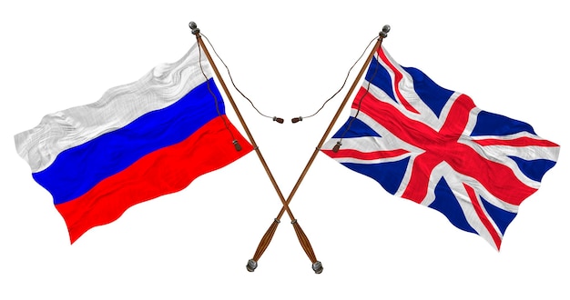 National flag of united kingdom and russia background for designers