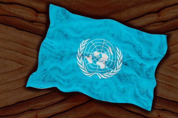 国連の国旗と国連の背景の国旗