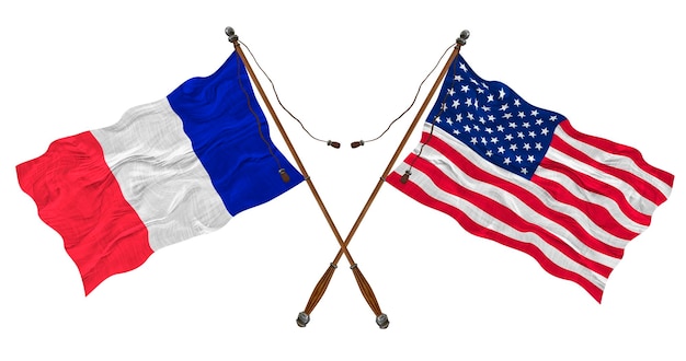 Photo national flag of united states of america usa and france background for designers