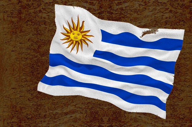 Foto bandiera nazionale dell'uruguay sfondo con bandiera dell'uruguay