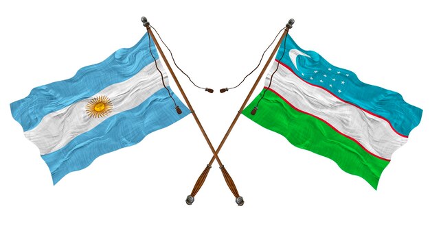 Photo national flag of uzbekistan and argentina background for designers