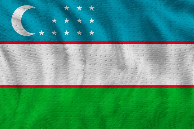 National flag of uzbekistan background with flag of uzbekistan