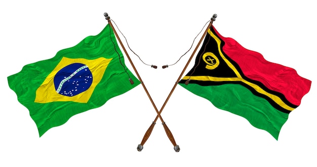 National flag of Vanuatu and Brazil Background for designers