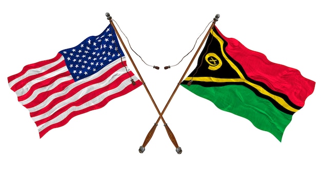 National flag of Vanuatu and United States of America Background for designers