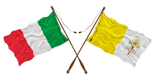 National flag of Vatican City and Italy Background for designers