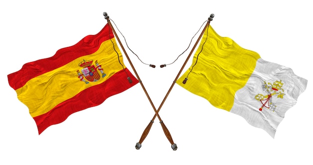 National flag of Vatican City and Spain Background for designers