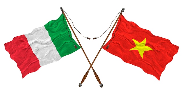 National flag of Vietnam and Italy Background for designers